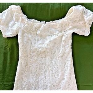 WAYF White Floral Lace Off Shoulder Maxi Dress Graduation Prom Bridal Weekend